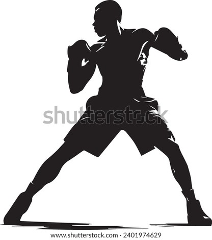 Boxer black and white silhouette vector design, boxing silhouette Royalty-Free Stock Photo #2401974629