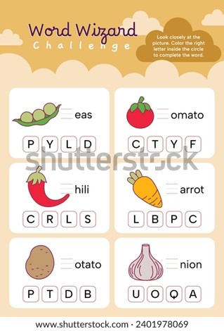 flat design vector first alphabet worksheet printable for kids education  Royalty-Free Stock Photo #2401978069