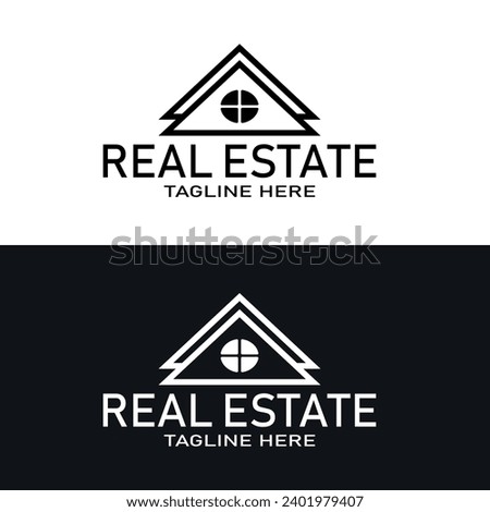 minimal real estate black and white housing logos. real estate development company logotype.