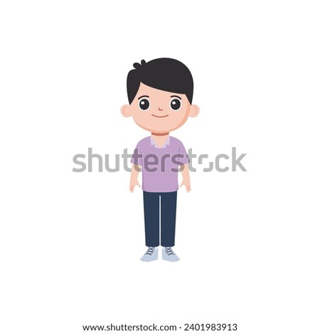 cute little vector child pose in cute clothes illustration