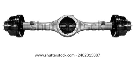 Rear wheel drive axle for truck isolated on white background with clipping path Royalty-Free Stock Photo #2402015887