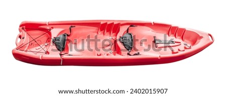 Top view red kayak isolated on white background with clipping path Royalty-Free Stock Photo #2402015907