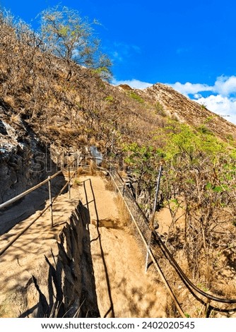 Diamond Head Lookout Trail on Oahu Island in Hawaii Royalty-Free Stock Photo #2402020545