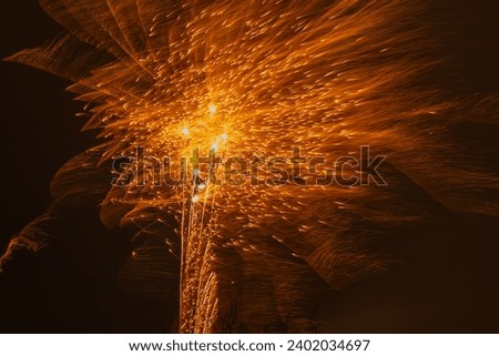 Long exposure abstract sparks from a New Year's Eve fireworks 