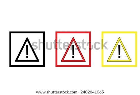 Warning Icon, Symbols with 3 styles, black red and yellow