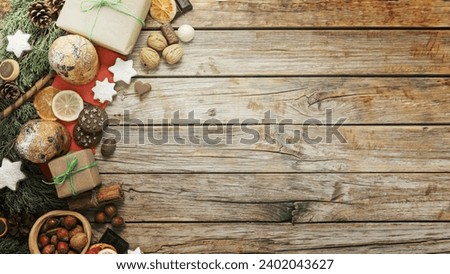 flat lay festive christmas table arrangement with copy space. Resolution and high quality beautiful photo