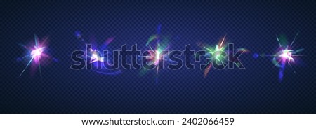 Sparkling plasma clots color vector illustration set. Space energy explosion light effects isolated on dark transparent background. Abstract art