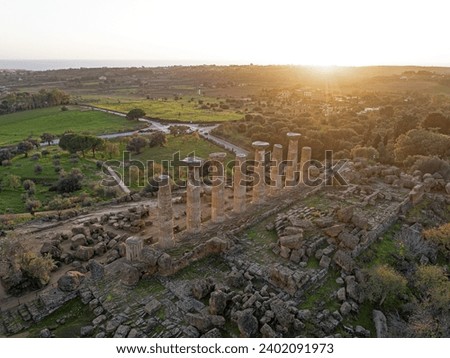 Famous eight columns of the Temple of Heracles or Hercules, known as Tempio di Eracle in Italian. Valley of the Temples, Agrigento, Sicily, Italy. Royalty-Free Stock Photo #2402091973