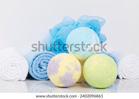 Dissolving balls for taking a spa bath, close-up
