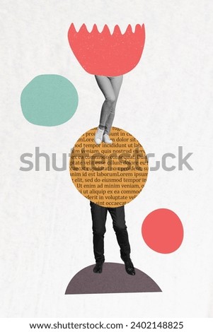 Sketch vertical collage comics of two weird unusual people without faces isolated on painted background Royalty-Free Stock Photo #2402148825