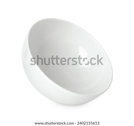 Clean empty ceramic bowl isolated on white Royalty-Free Stock Photo #2402155613