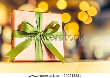 Christmas Gift box on wooden background - Vintage effect style pictures