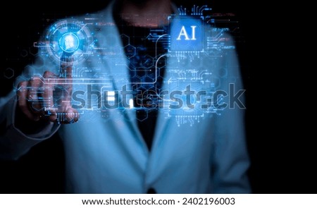 Businessman analytics Ai technology digital transformation change management, internet of things. new technology bigdata and business process strategy,prompt generate, smart industry.customer service.