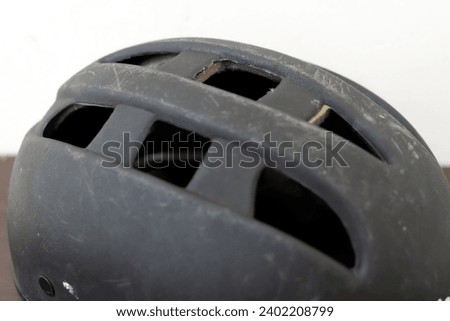 Closeup picture of skateboard helmet