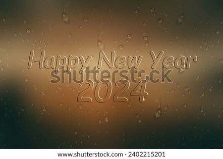 2024 happy new year on a glass of beer with bubbles background