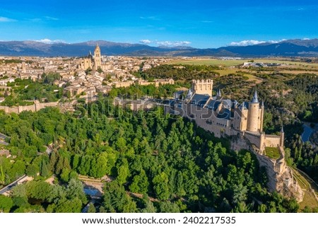 Panorama view of Spanish town Segovia.