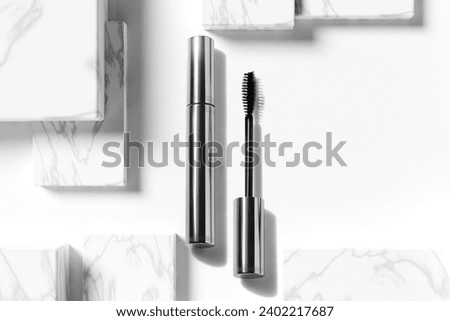 mascara for lashes with brush and bottle tube, cosmetic makeup for product mockup branding Royalty-Free Stock Photo #2402217687