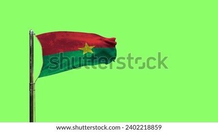 waving flag of Burkina Faso for veterans day on chroma key screen, isolated - object 3D rendering