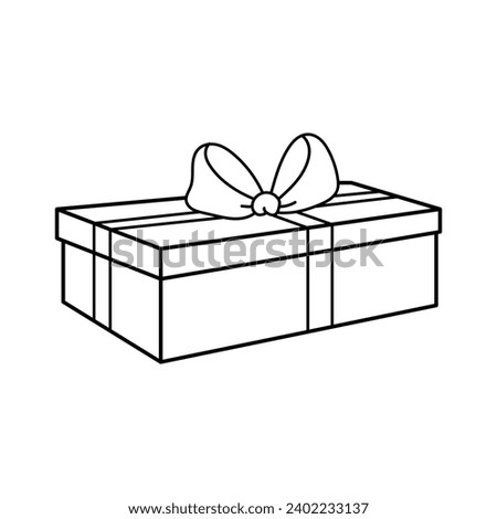 Gift. A box with a bow. Icon, coloring page, black and white vector illustration.