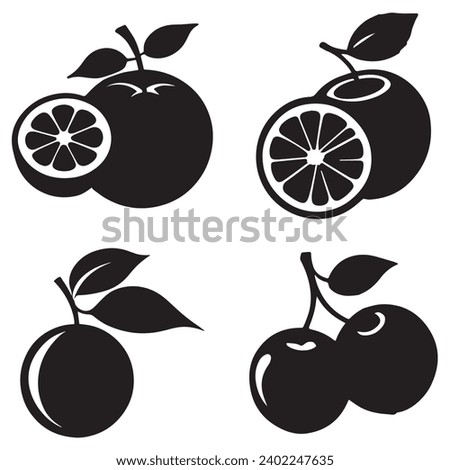 Oranges outlines and symbols. Dark level variety basic exquisite white foundation Oranges vegetable vector and silhouette icon. Royalty-Free Stock Photo #2402247635
