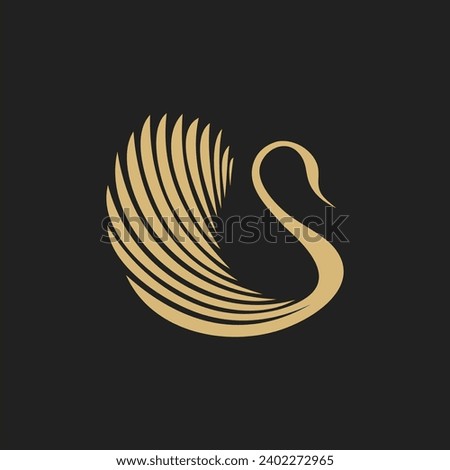 Vector template of a golden crowned swan for a beauty boutique fashion business logo symbol