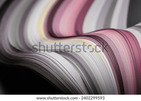 Soft focus blur Art Color strip gradient rainbow wave line paper. Abstract texture blank background. Royalty-Free Stock Photo #2402299593