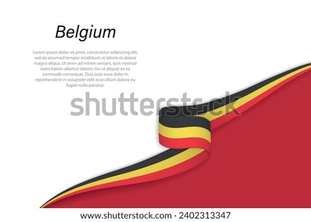 Wave flag of Belgium with copyspace background. Banner or ribbon vector template