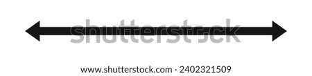 Double arrow sign. Horizontal long straight arrow with two left and right pointers. Black width symbol isolated on white background. Vector graphic illustration. Royalty-Free Stock Photo #2402321509