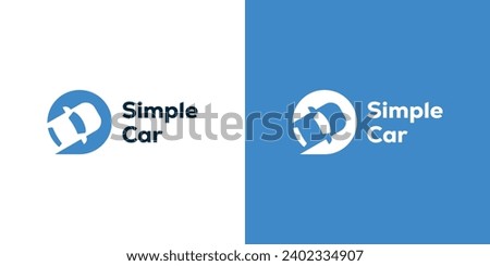 Abstract Chat Car Logo. Simple Car Shape in Bubble Chat Negative Space with Modern Style. Flat Logo Icon Symbol Design Template.