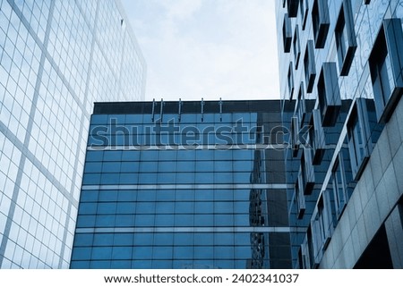 Office Building tower in Financial District La Defense Paris France stock photo