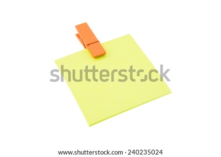 Paper clip note on isolated white background