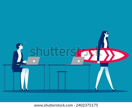 ColleagueLeave office things and stop working.  A day off vector concept

