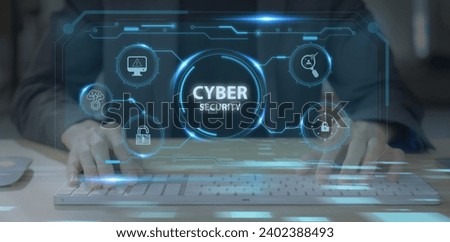 Cyber security concept. Professionals use artificial intelligence AI and techniques to protect organizations from potential threats. Protecting networks, systems, and programs from digital attacks. Royalty-Free Stock Photo #2402388493