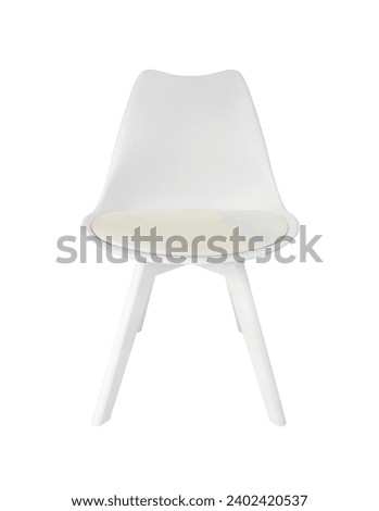 Front view modern white chair isolated on white background