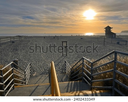 Beautiful sunset at empty Coronado Beach