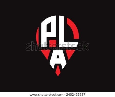 PLA letter location shape logo design Royalty-Free Stock Photo #2402435537