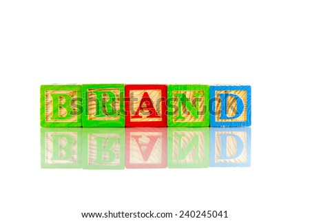 Brand word reflection on white background