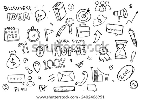doodle art home work hand drawn vector simple. with flowchart, practice and element component business