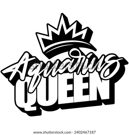 aquarius queen black vector graphic design and cut file