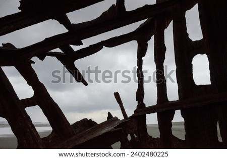 Wreck of the Peter Iredale at Fort Stevens State Park in Oregon, USA Royalty-Free Stock Photo #2402480225