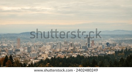 The Portland, Oregon's Skyline on a Autumn Day