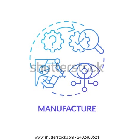 2D gradient manufacture icon, isolated vector, AI engineer creative thin line illustration