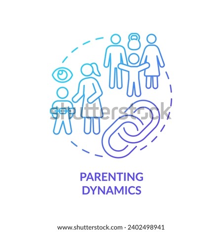 2D thin line gradient icon parenting dynamics concept, isolated vector, blue illustration representing codependent relationship.