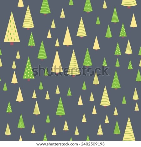 Winter forest scandinavian hand drawn seamless pattern. New Year, Christmas, holidays