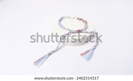 Homemade knitting thread bracelet. Knitting bracelets for couple hands