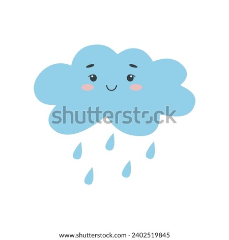 Cute rain cloud kawaii clip art
