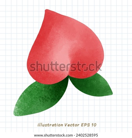 Peach, auspicious fruit in Chinese new year elements on white background in new year holiday  , illustration Vector EPS 10