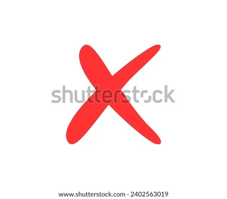 Red cross sign icon. X symbol. Red cross mark, NO sign vector design and illustration.

