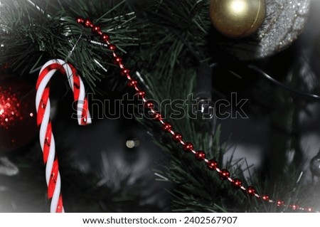 christmas background -redchristmas deco on the christmas tree- merry christmas background 