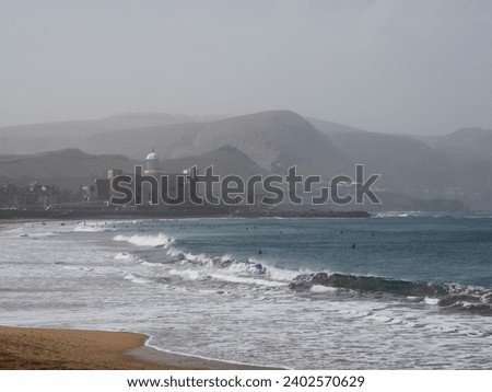 A stunning coastal landscape of the Las Canteras Beach in Las Palmas, Spain Royalty-Free Stock Photo #2402570629
